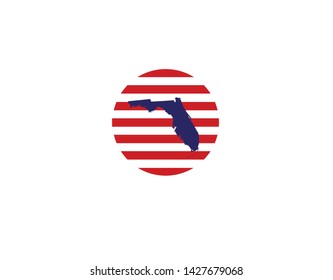Florida outline map symbol United states state USA stripes decoration