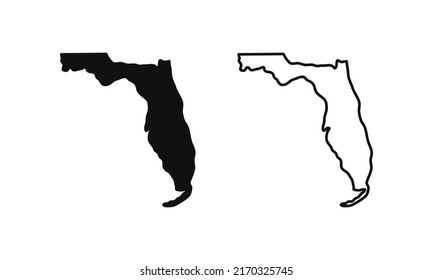 Florida outline state of USA. Map in black and white color options. Vector Illustration.