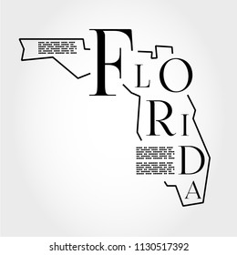 Florida outline typographic map, stylized concept