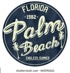 Florida palm beach typography, t-shirt graphics, vectors