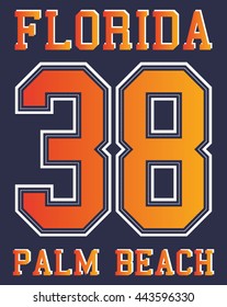 Florida palm beach typography, t-shirt graphics, vectors