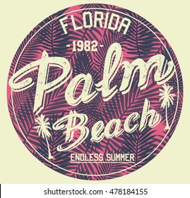 Florida palm beach typography, t-shirt graphics, vectors