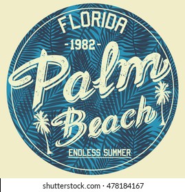 Florida palm beach typography, t-shirt graphics, vectors