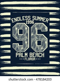 Florida palm beach typography, t-shirt graphics, vectors