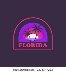 Florida palm vintage logo vector concept, icon, element, and template for company. Travel, explore, adventure logo.