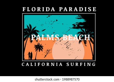 florida paradise palms beach california surfing color green and orange