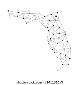 Florida polygonal map. Abstract geometric connected dots vector map. Low poly style.