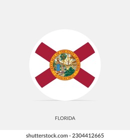 Florida round flag icon with shadow.