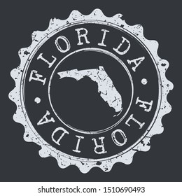 Florida Seal Map. Silhouette Postal Passport Stamp. Round Vector Icon Postmark.