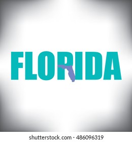 The Florida shape is within the Florida name in this state graphic 