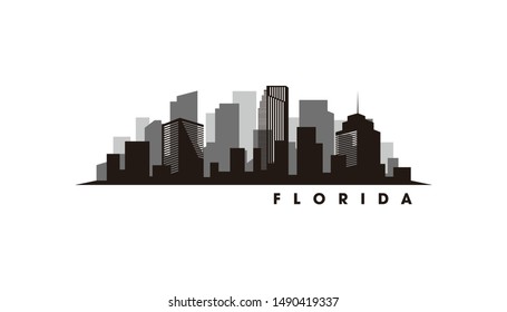 Florida skyline and landmarks silhouette vector