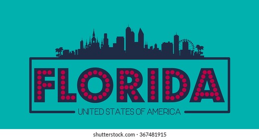 Florida skyline silhouette poster vector design illustration