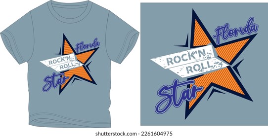 Florida star rock n roll Graphic Design vector illustration