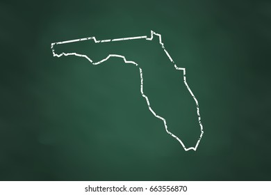 Florida State Borderline Map Chalk Style