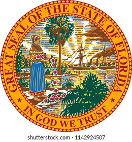 Florida State Flag Seal Love Heart United States America American Illustration