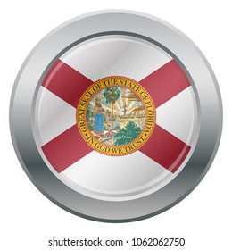 A Florida state flag silver icon isolated on a white background