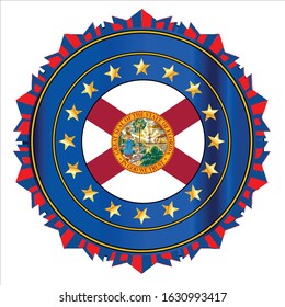 Florida state flag flag and star   blue border isolated white