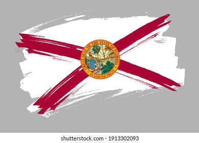 The Florida state flag  USA  American state  banner brush style  Horizontal vector Illustration isolated white background   