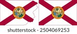 Florida state flags vector. Standard flag and with torn edges