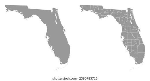 Florida state gray maps. Vector illustration.