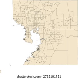 Florida State Hillsborough County vector Census Tract polygon based on Tiger 2020 Census Data