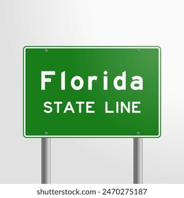 Señal de la Línea Estatal de Florida: Ilustración vectorial de una señal de tránsito que indica la línea estatal de Florida