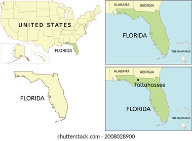 Florida state location on map of USA