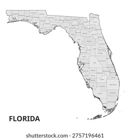 Florida State Map with Counties