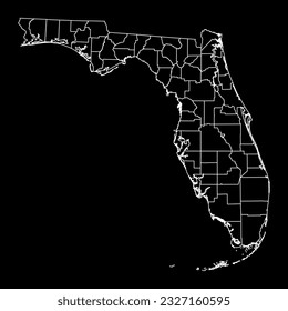 Florida state map with counties. Vector illustration.