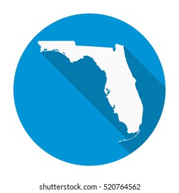 Florida state map flat icon with long shadow EPS 10 vector illustration.