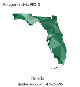 Florida state map in geometric polygonal style.Abstract tessellation,modern design background. Vector illustration EPS10