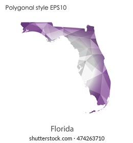 Florida state map in geometric polygonal style.Abstract tessellation,modern design background. Vector illustration EPS10