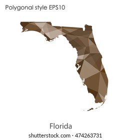 Florida state map in geometric polygonal style.Abstract tessellation,modern design background. Vector illustration EPS10