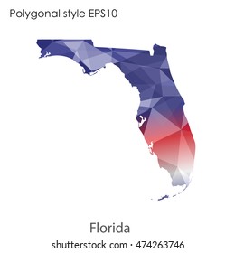 Florida state map in geometric polygonal style.Abstract tessellation,modern design background. Vector illustration EPS10