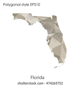 Florida state map in geometric polygonal style.Abstract tessellation,modern design background. Vector illustration EPS10