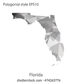 Florida state map in geometric polygonal style.Abstract tessellation,modern design background. Vector illustration EPS10