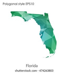 Florida state map in geometric polygonal style.Abstract tessellation,modern design background. Vector illustration EPS10