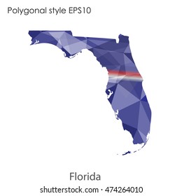 Florida state map in geometric polygonal style.Abstract gems triangle,modern design background. Vector illustration EPS10