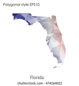 Florida state map in geometric polygonal style.Abstract gems triangle,modern design background. Vector illustration EPS10