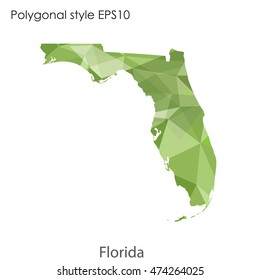 Florida state map in geometric polygonal style.Abstract gems triangle,modern design background. Vector illustration EPS10