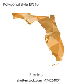 Florida state map in geometric polygonal style.Abstract gems triangle,modern design background. Vector illustration EPS10