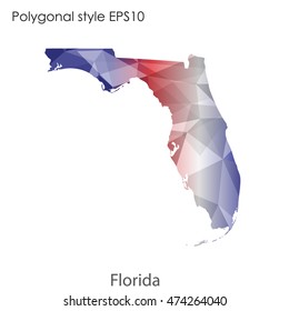 Florida state map in geometric polygonal style.Abstract gems triangle,modern design background. Vector illustration EPS10