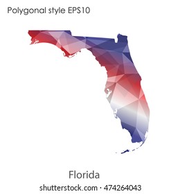 Florida state map in geometric polygonal style.Abstract gems triangle,modern design background. Vector illustration EPS10