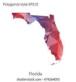 Florida state map in geometric polygonal style.Abstract gems triangle,modern design background. Vector illustration EPS10