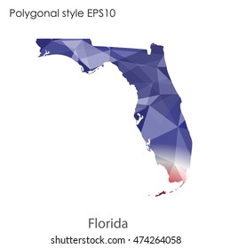 Florida state map in geometric polygonal style.Abstract gems triangle,modern design background. Vector illustration EPS10