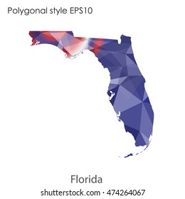 Florida state map in geometric polygonal style.Abstract gems triangle,modern design background. Vector illustration EPS10