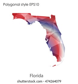 Florida state map in geometric polygonal style.Abstract gems triangle,modern design background. Vector illustration EPS10