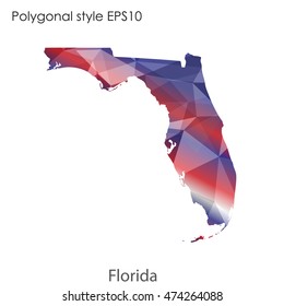 Florida state map in geometric polygonal style.Abstract gems triangle,modern design background. Vector illustration EPS10