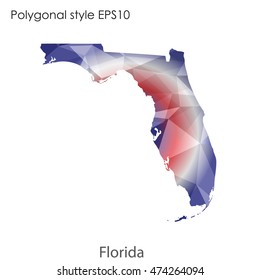 Florida state map in geometric polygonal style.Abstract gems triangle,modern design background. Vector illustration EPS10