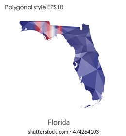 Florida state map in geometric polygonal style.Abstract gems triangle,modern design background. Vector illustration EPS10
